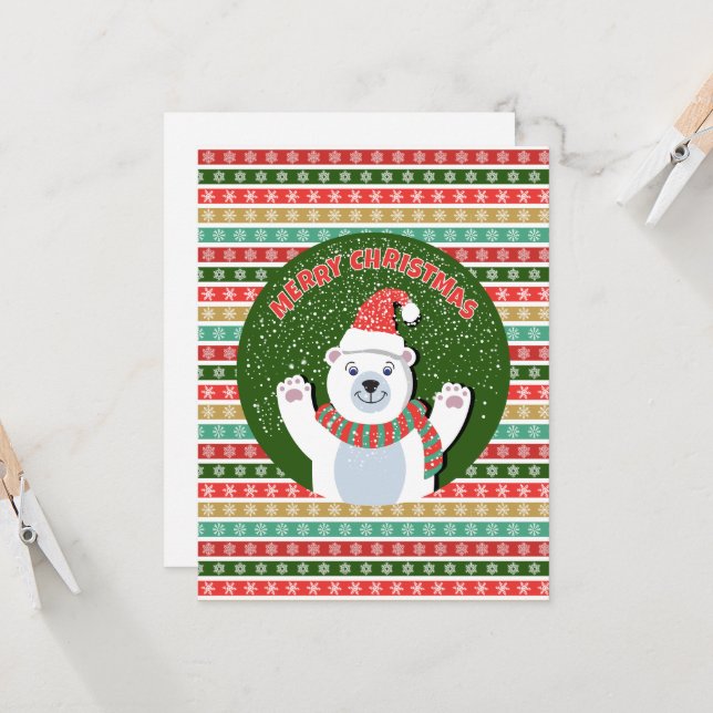 Teddy Bear Christmas card to customise (Front/Back In Situ)