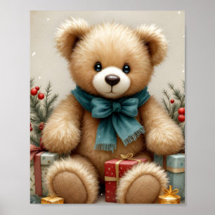 Teddy Bear Christmas Digital Poster