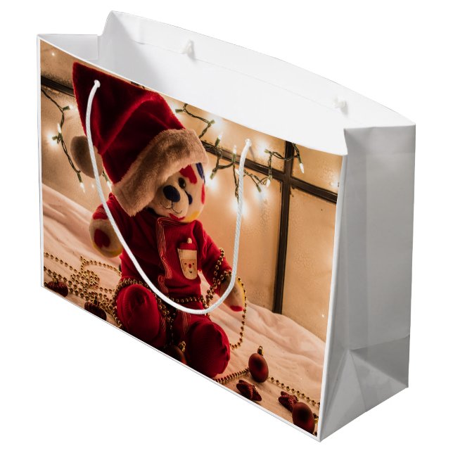 Teddy Bear Christmas Gift Bag (Back Angled)
