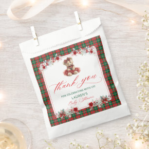 Teddy Bear Christmas Girl Baby Shower Thank You Favour Bags
