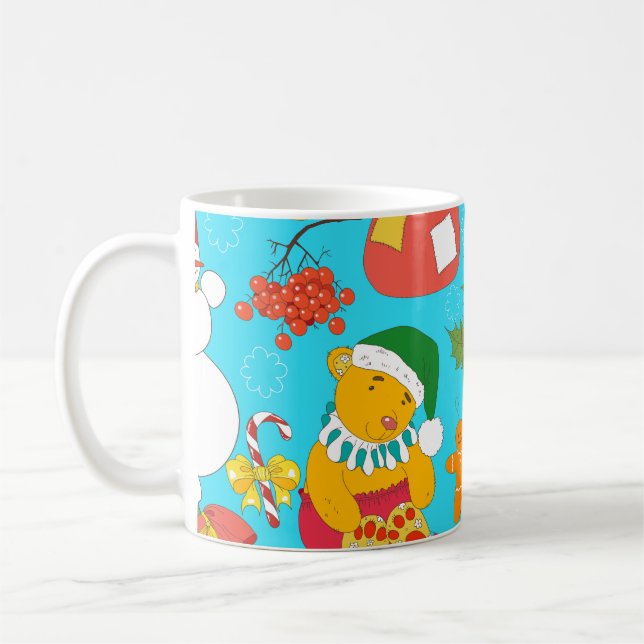 Teddy Bear Christmas: Kid-Friendly Pattern. Coffee Mug (Left)