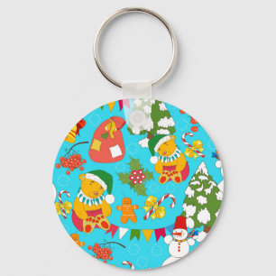 Teddy Bear Christmas: Kid-Friendly Pattern. Key Ring