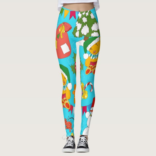 Teddy Bear Christmas: Kid-Friendly Pattern. Leggings (Front)