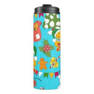 Teddy Bear Christmas: Kid-Friendly Pattern. Thermal Tumbler
