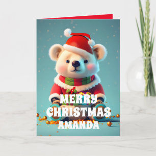 Teddy Bear Christmas Personalised Kids Holiday Card