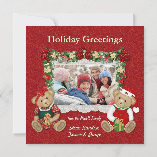 Teddy Bear Christmas Photo Card (Front)