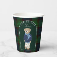 Teddy bear classic plaid birthday party custom