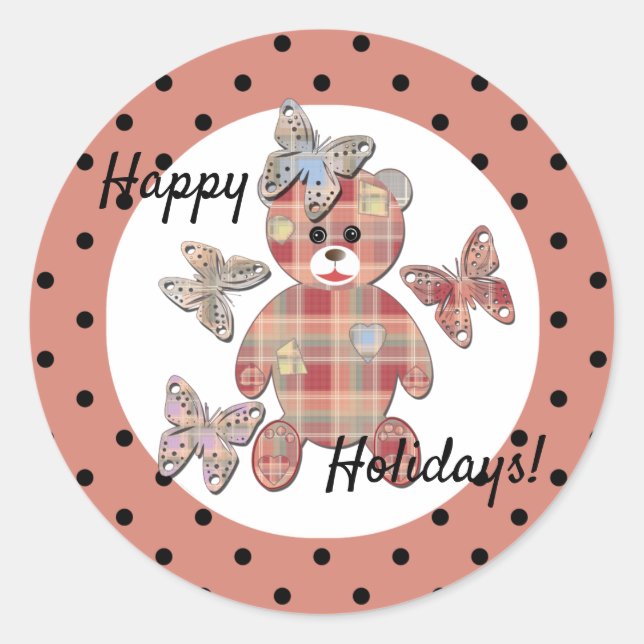 Teddy bear classic round sticker (Front)