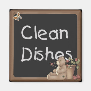 Teddy Bear Clean Dishes Dishwasher Magnet