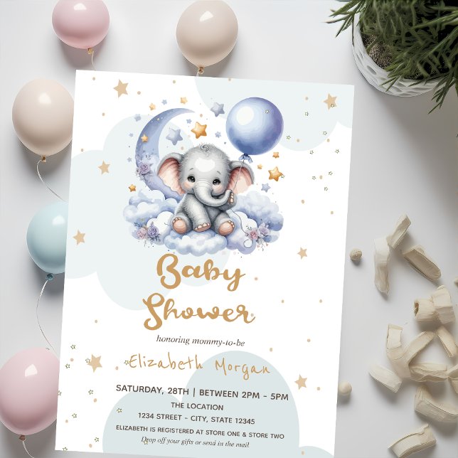 Teddy Bear Cloud Moon Stars Mailbox Baby Shower  Invitation (Creator Uploaded)