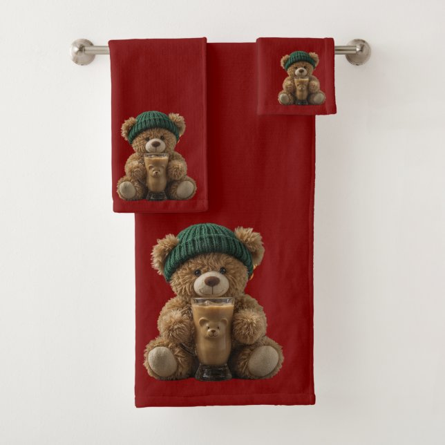 Teddy Bear Cold Brew  Bath Towel Set (Insitu)