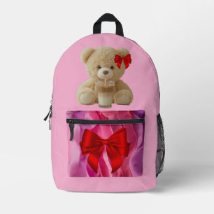 Teddy Bear Cold Brew  Printed Backpack