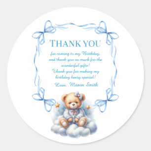 Teddy Bear Colourful Balloon Beary First Birthday Classic Round Sticker