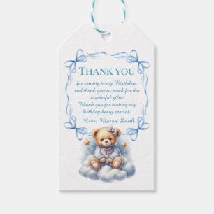 Teddy Bear Colourful Balloon Beary First Birthday  Gift Tags
