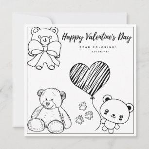 Teddy Bear Colouring Page Girl Card Valentine's Da