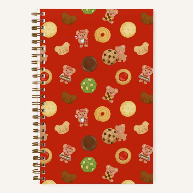 Teddy Bear Cookie Time Red Notebook (Front)