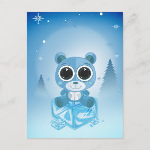 Teddy Bear - Cool Blue Postcard
