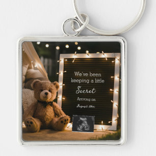 Teddy Bear Cosy Night Pregnancy Announcement gift Key Ring