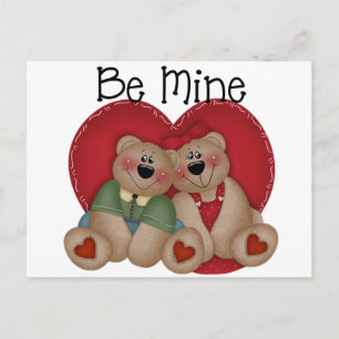 Teddy Bear Couple Be Mine Valentine's Day Postcard