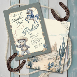 Teddy Bear Cowboy Horse Rodeo Birthday Invitation