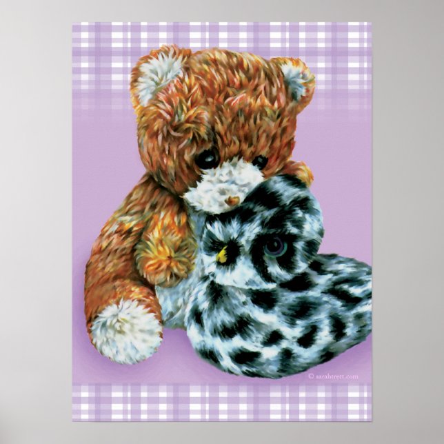 Teddy bear cuddles baby light purple print (Front)