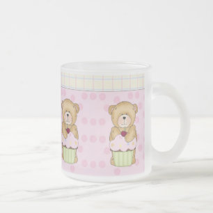 Teddy Bear Cupcake Party Frosted Glass Coffee Mug
