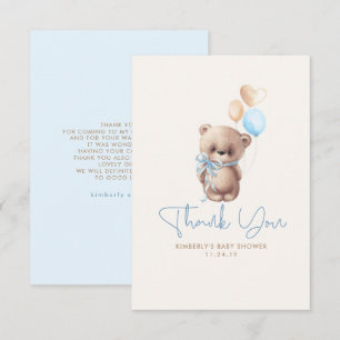 Teddy Bear Cute Boy Baby Shower Thank You Card