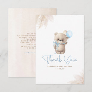 Teddy Bear Cute Boy Baby Shower Thank You Card