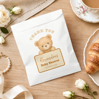Teddy Bear Cute Brown Gender Neutral Baby Shower Favour Bags