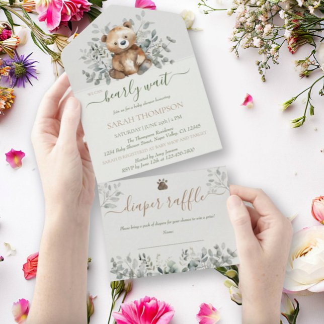 Teddy Bear Cute Gender Neutral Baby Baby Shower All In One Invitation (Creator Uploaded)