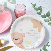 Teddy Bear Cute Pastel Girl Baby Shower Cartoon