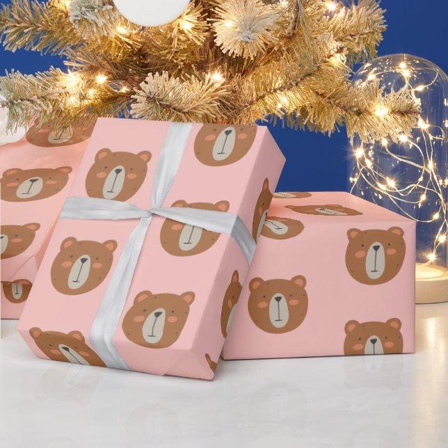 Teddy Bear Cute Pink Wrapping Paper (Holidays)