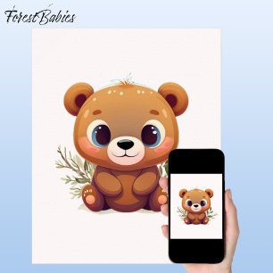 Teddy Bear Cute Whimsical Woodland Baby Animal 🧸 Poster