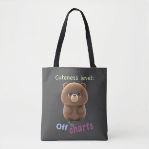 Teddy Bear Cuteness Level Cute Adorable Funny  Tote Bag
