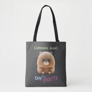 Teddy Bear Cuteness Level Cute Adorable Funny  Tote Bag