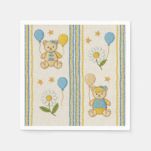 Teddy Bear Daisy Garden Pattern (10) Napkin