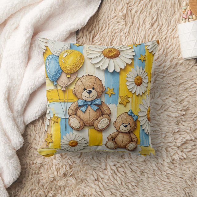 Teddy Bear Daisy Garden Pattern (11) Cushion (Blanket)