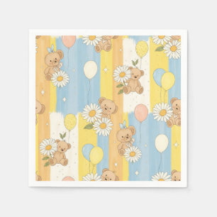 Teddy Bear Daisy Garden Pattern (12) Napkin