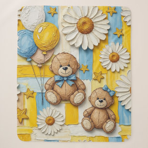 Teddy Bear Daisy Garden Pattern (12) Sherpa Blanket