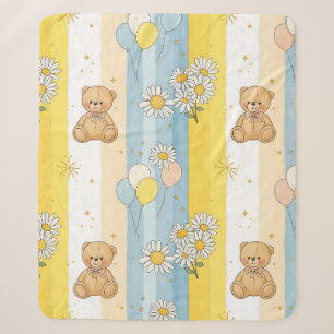 Teddy Bear Daisy Garden Pattern (14) Sherpa Blanket