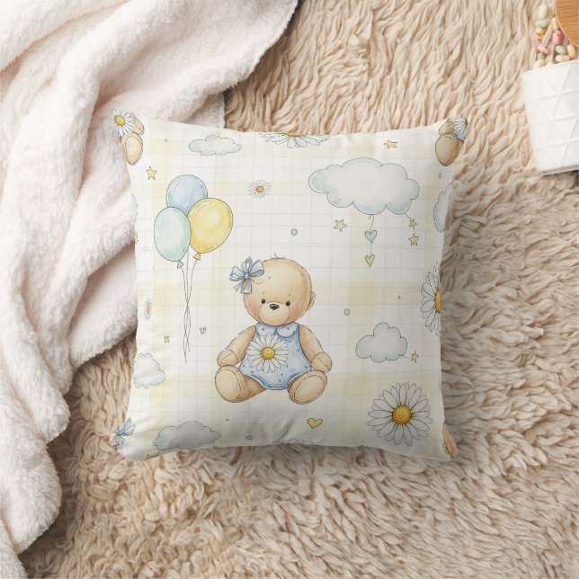 Teddy Bear Daisy Garden Pattern (15) Cushion (Blanket)