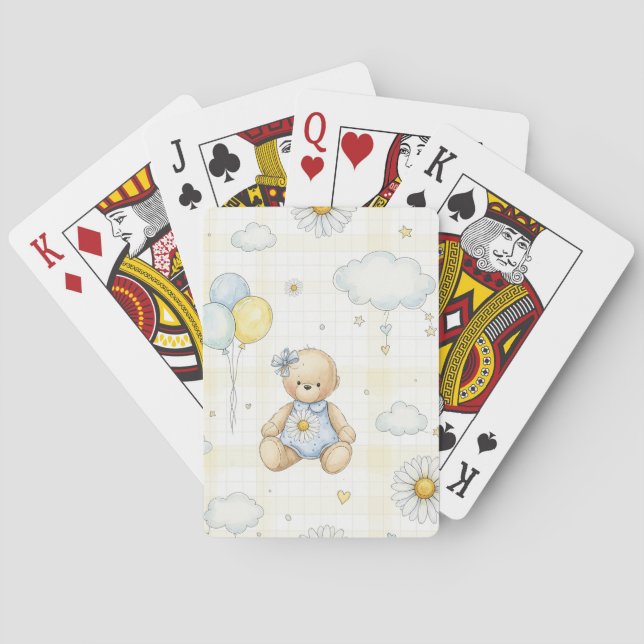 Teddy Bear Daisy Garden Pattern (15) Playing Cards (Back)
