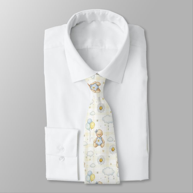 Teddy Bear Daisy Garden Pattern (15) Tie (Tied)