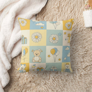 Teddy Bear Daisy Garden Pattern (17) Cushion