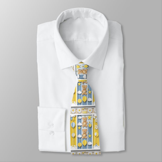 Teddy Bear Daisy Garden Pattern (18) Tie (Tied)
