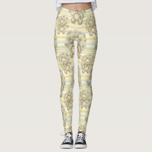 Teddy Bear Daisy Garden Pattern (1) Leggings