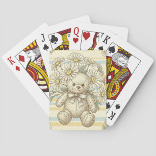 Teddy Bear Daisy Garden Pattern (1) Playing Cards