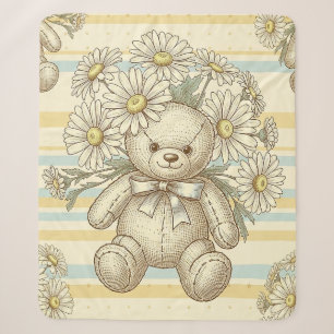 Teddy Bear Daisy Garden Pattern (1) Sherpa Blanket
