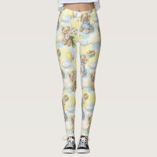 Teddy Bear Daisy Garden Pattern (2) Leggings