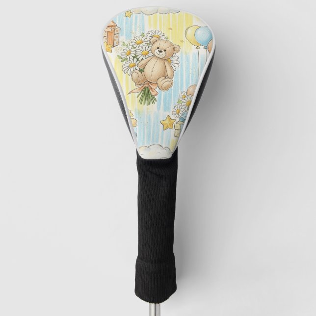Teddy Bear Daisy Garden Pattern (3) Golf Head Cover (Front)